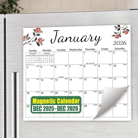 Magnetic Monthly Refrigerator Calendar 2026