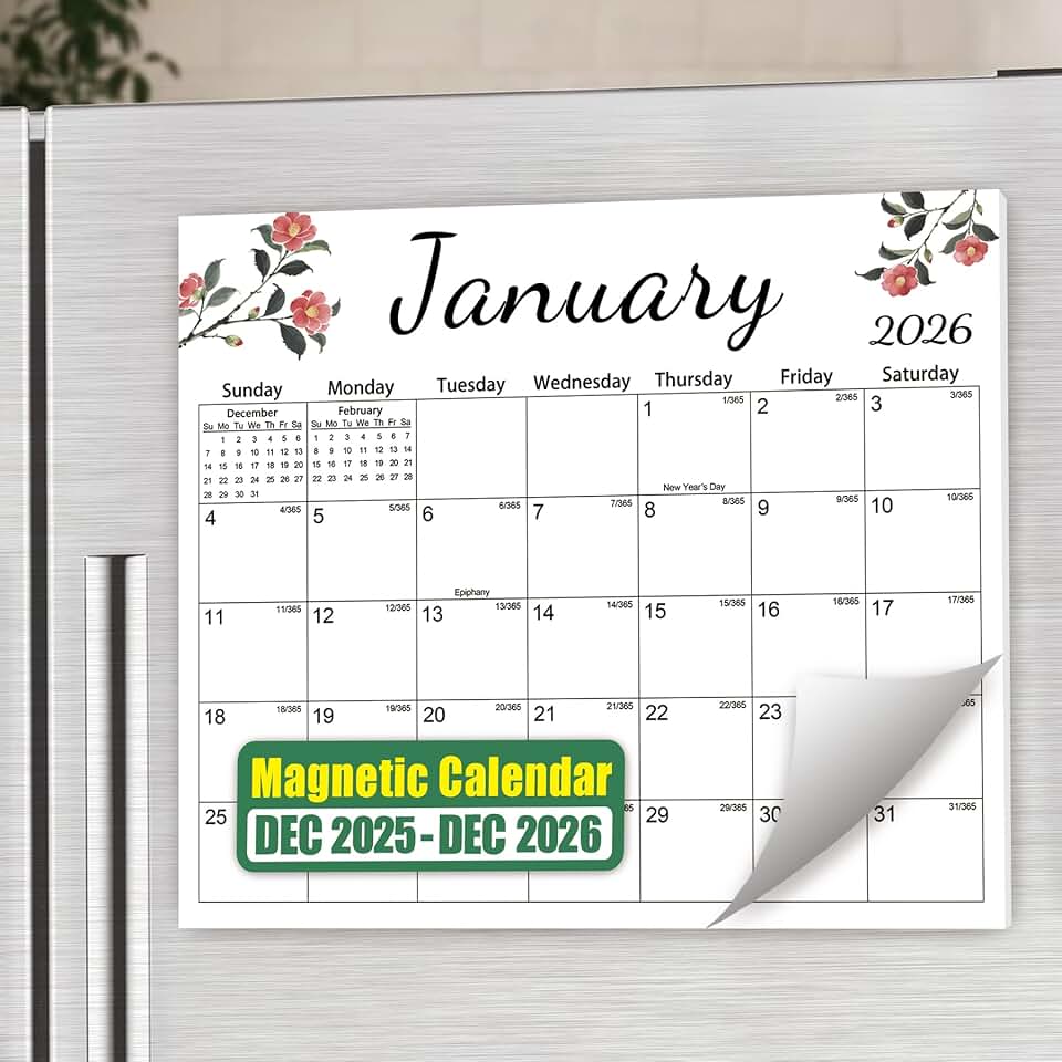 Magnetic Monthly Refrigerator Calendar 2026