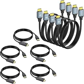 4K HDMI and DisplayPort Cables, 3ft and 6ft, 9-Pack