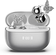 Open Ear Clip-On Wireless Earbuds with LED Display and Butterfly Earrings
