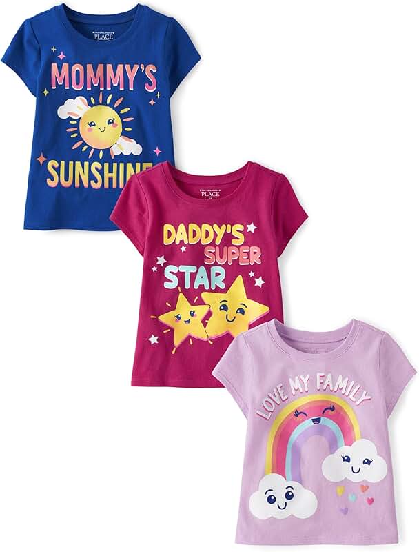 Baby Girl and Toddler Unicorn and Butterfly T-Shirts Pack