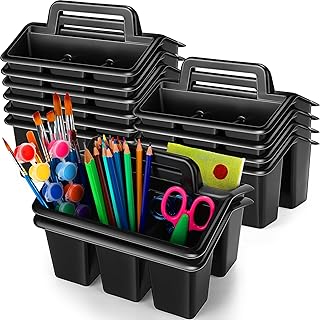 12 Pack Stackable Plastic Storage Caddies with Handles