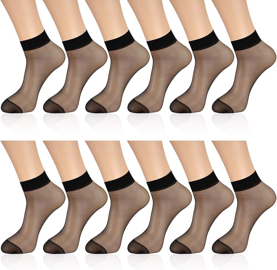12 Pairs of Sheer Thin Nylon Ankle Socks for Women