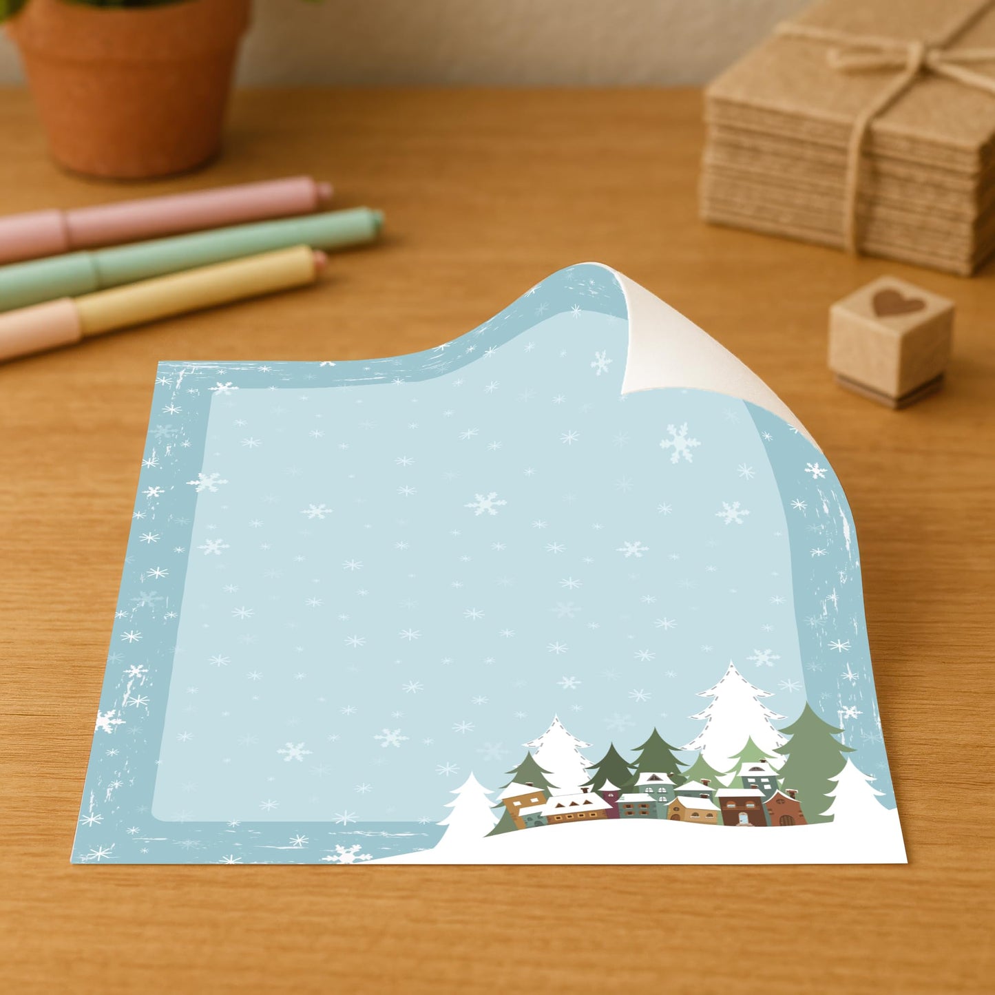 Winter Village Holiday Paper and Envelope Set