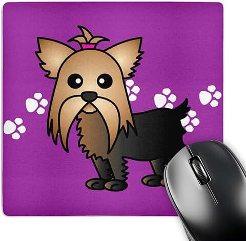 Cute Yorkshire Terrier Mouse Pad with Paw Prints
