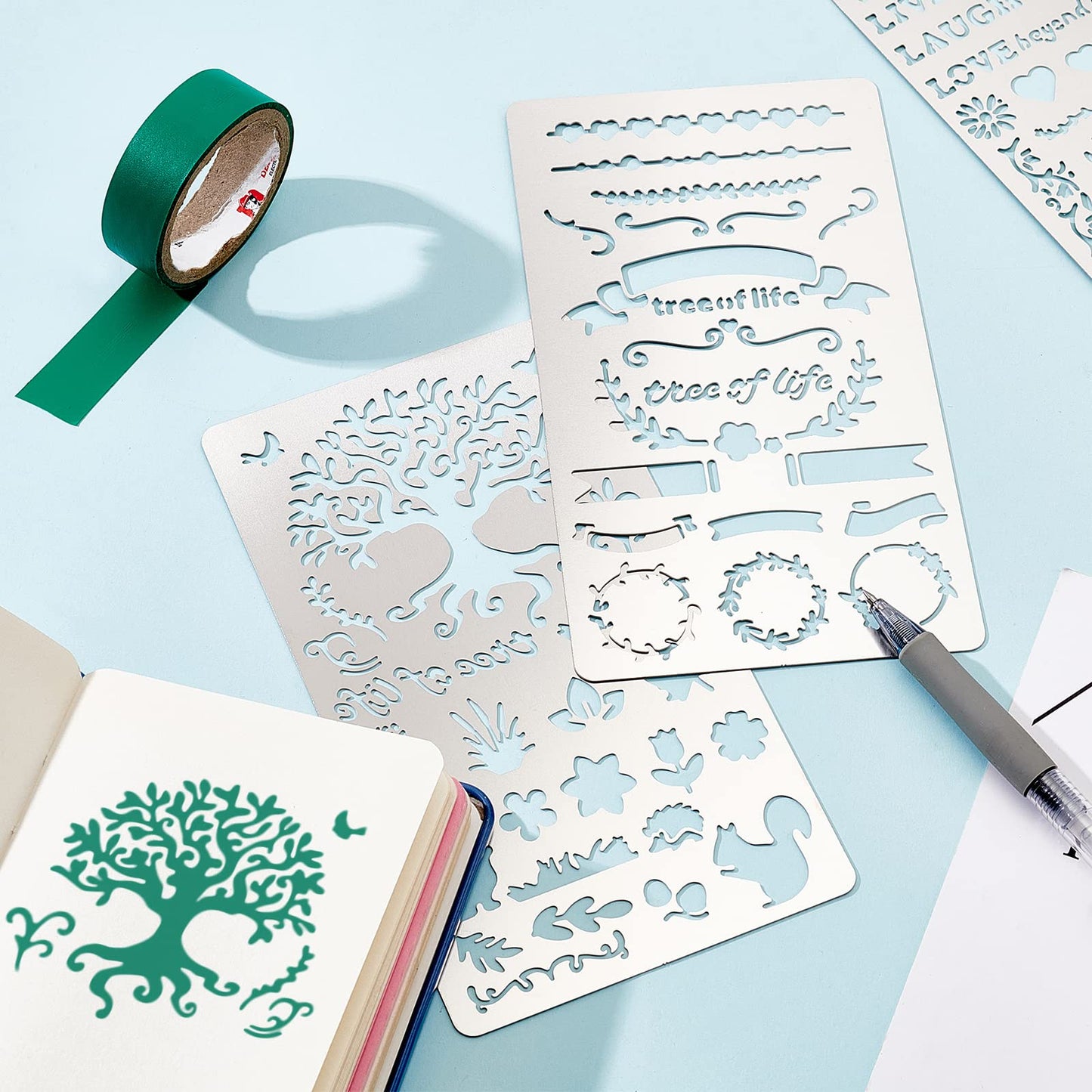 Tree of Life Metal Animal Leaves Vine Templates Set of 4