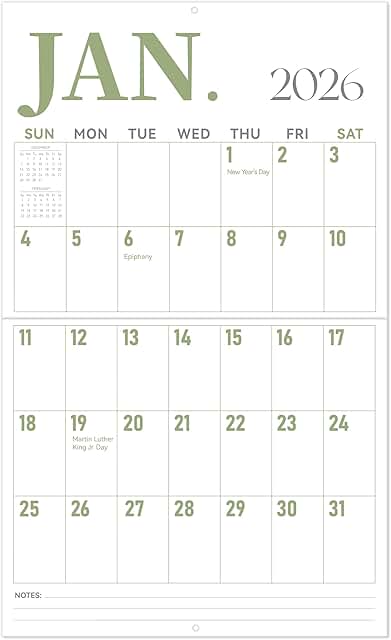 Large 2026-2027 Wall Calendar, 19-Month Vertical Planner