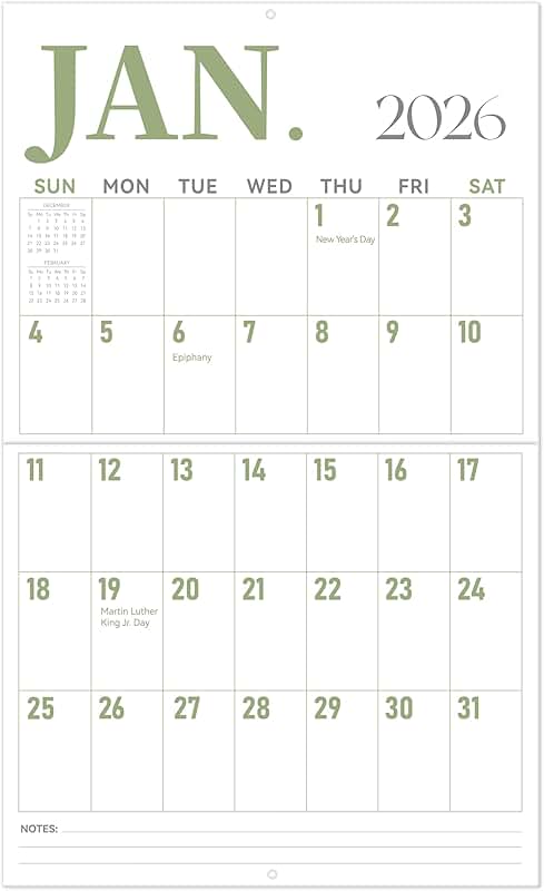 Large 2026-2027 Wall Calendar, 19-Month Vertical Planner