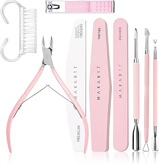 Pink Nail File and Buffer Kit with Cuticle Tools