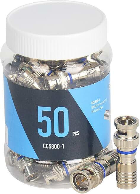 50 BNC Compression Connectors for RG59 Coax Cable