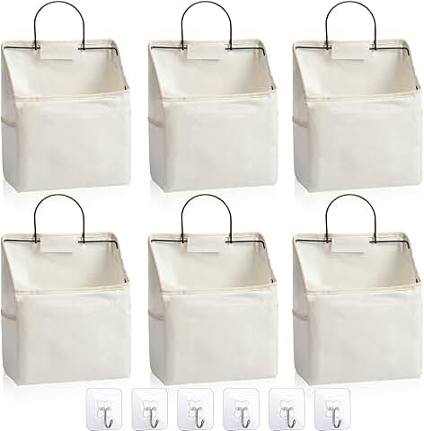Six Wall Hanging Storage Baskets with Hooks