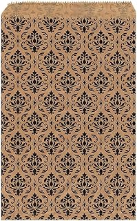 200 Damask Paper Gift Bags, Small Size, Brown and Black