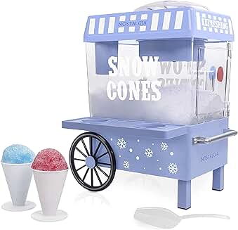 Retro Snow Cone Shaved Ice Machine with Cups and Scoop