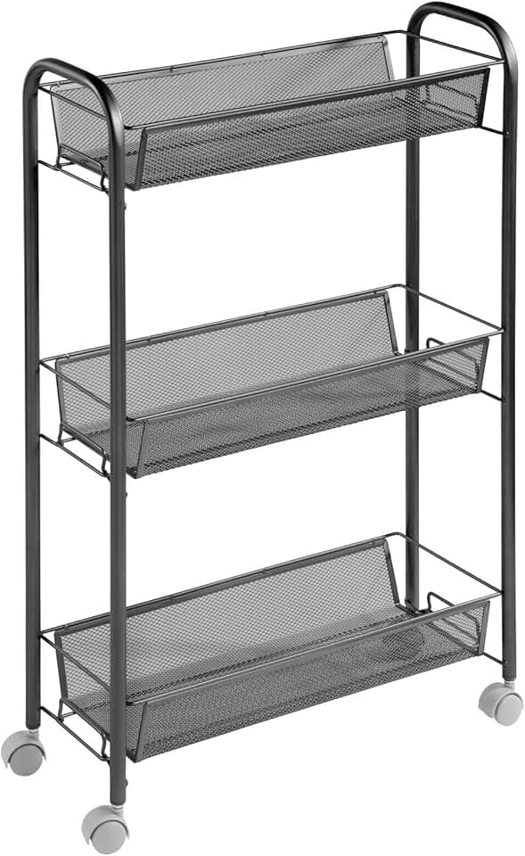 Steel Rolling Utility Cart with 3 Shelves for Storage