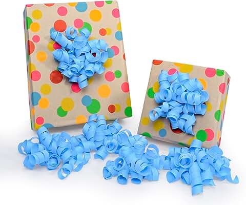Blue Curly Self-Adhesive Gift Bows, 6 Pack