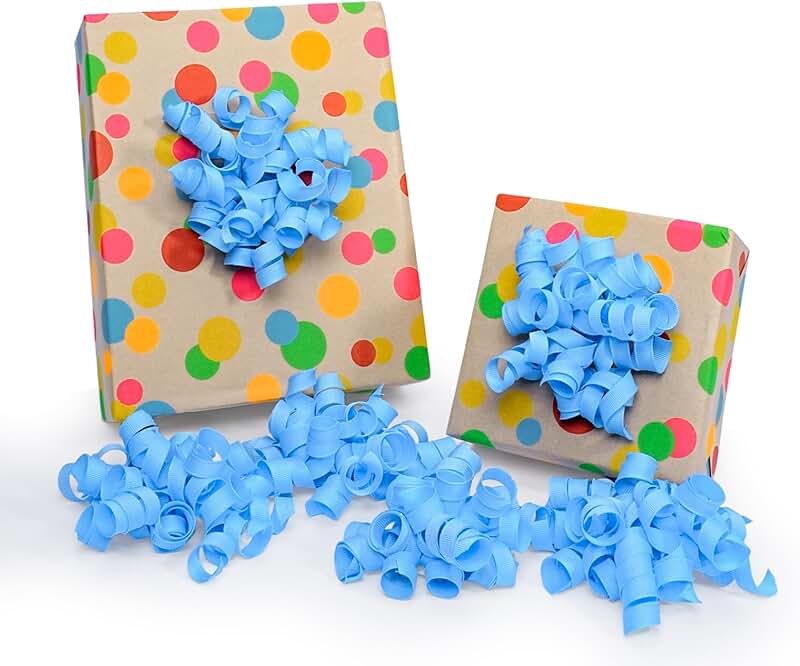 Blue Curly Self-Adhesive Gift Bows, 6 Pack