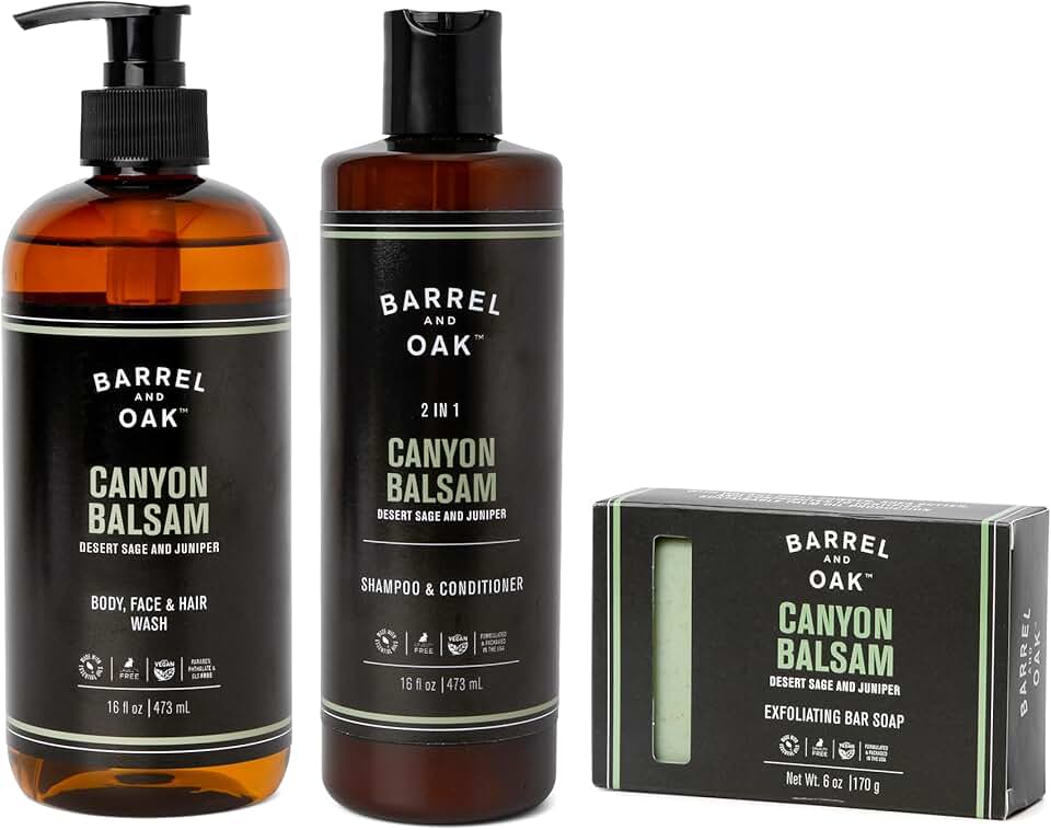 Men's Body Care Set with Wash, Soap, and Shampoo