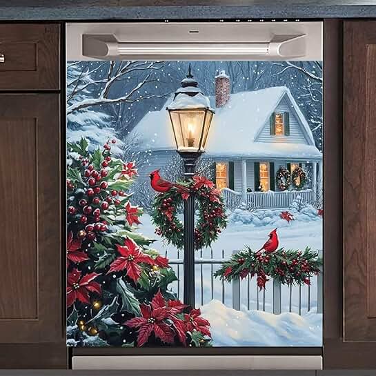 Snowy Countryside Scene Magnetic Refrigerator Decor