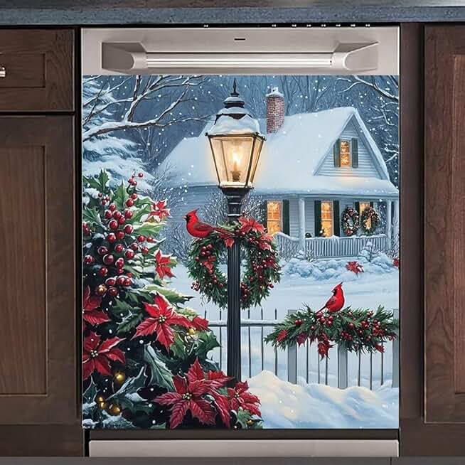 Snowy Countryside Scene Magnetic Refrigerator Decor