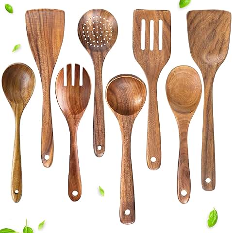 8-Piece Wooden Cooking Utensil Set