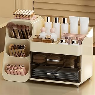 Large Makeup Organizer with Drawers and Brush Holder