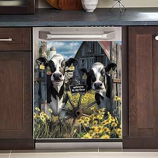 Funny Cow Magnet Cover for Dishwasher Door