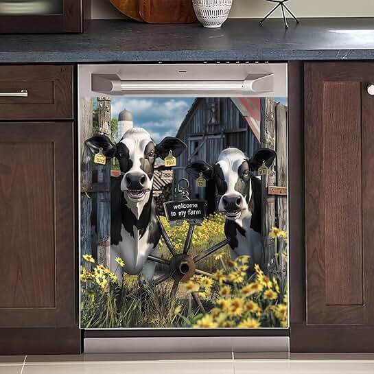 Funny Cow Magnet Cover for Dishwasher Door