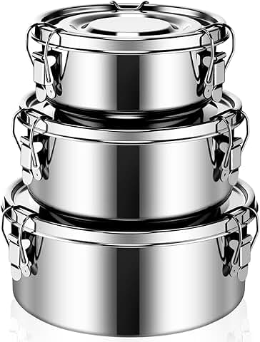 Set of 3 Leakproof Stainless Steel Lunch Boxes
