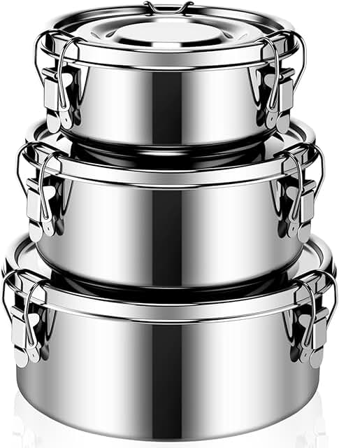Set of 3 Leakproof Stainless Steel Lunch Boxes