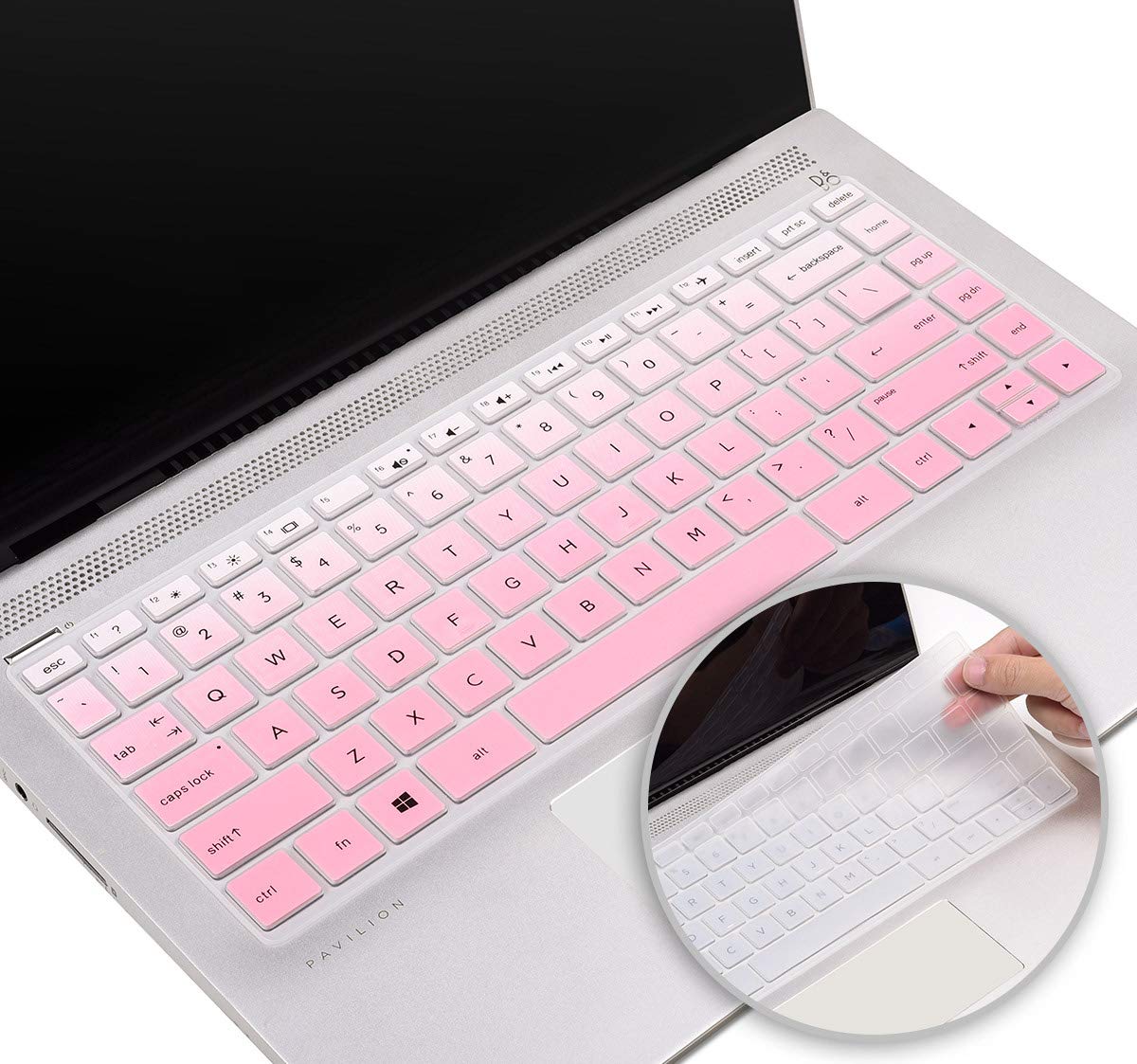 Pink and clear keyboard cover for 14-inch laptops