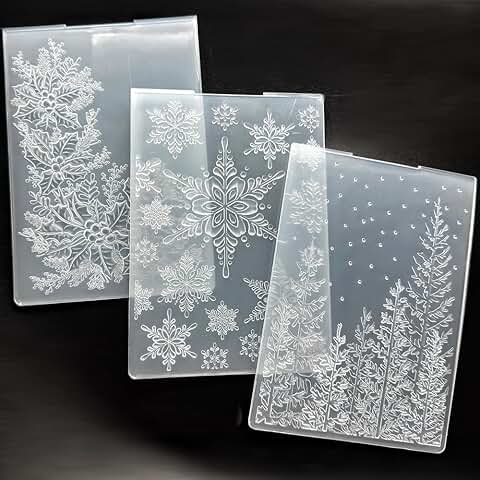 Set of 3 Christmas Embossing Folders for Card Making