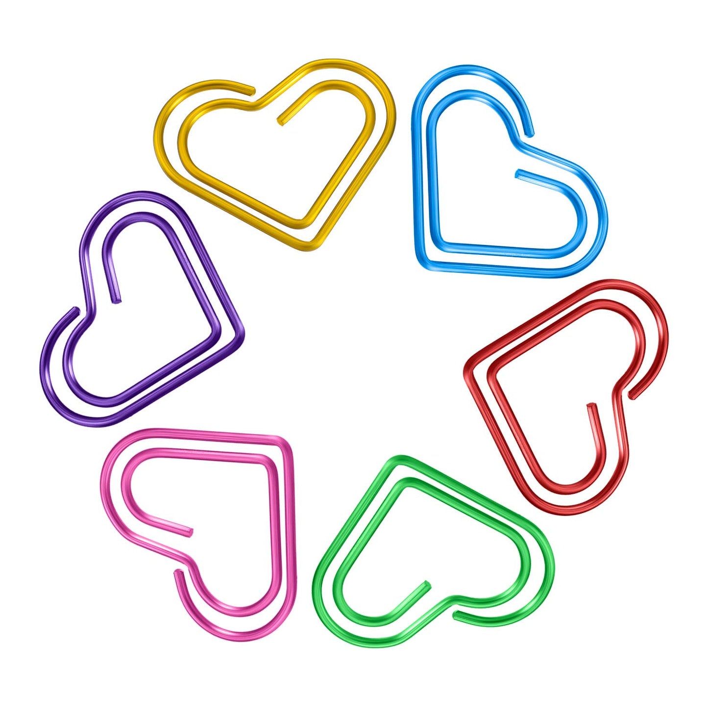 105 Colorful Heart-Shaped Metal Paper Clips for Office and School