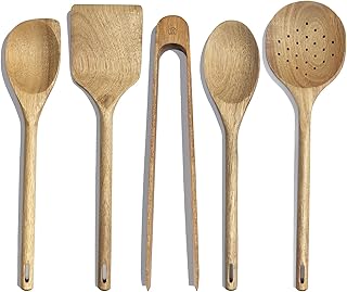 Non-Toxic Wooden Cooking Utensil Set, 5 Pieces