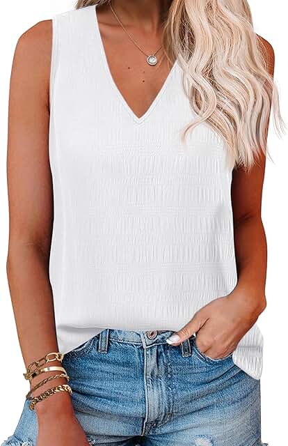 Women’s V-Neck Textured Summer Tank Top