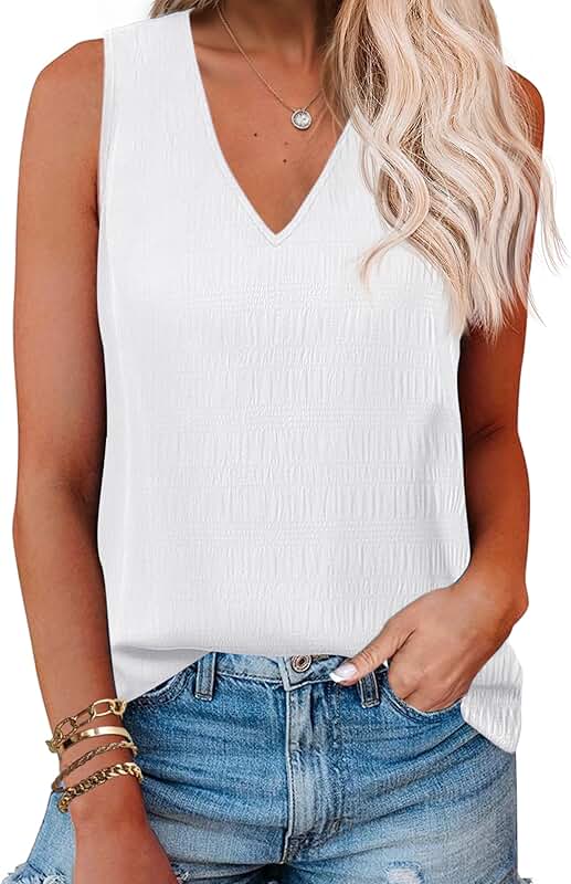 Women’s V-Neck Textured Summer Tank Top