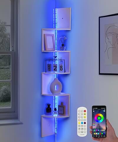 Five-Tier Corner Shelf with RGB LED Lights