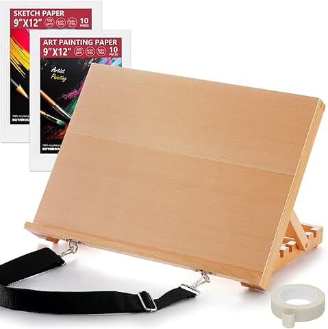 Portable Beechwood Art Easel with Drawing Supplies