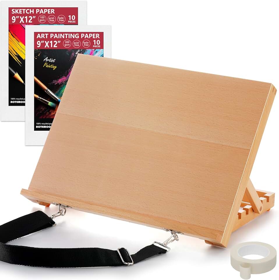 Portable Beechwood Art Easel with Drawing Supplies