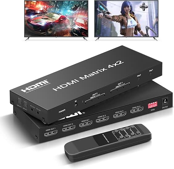 4x2 HDMI Matrix Switch with Audio and 4K Support
