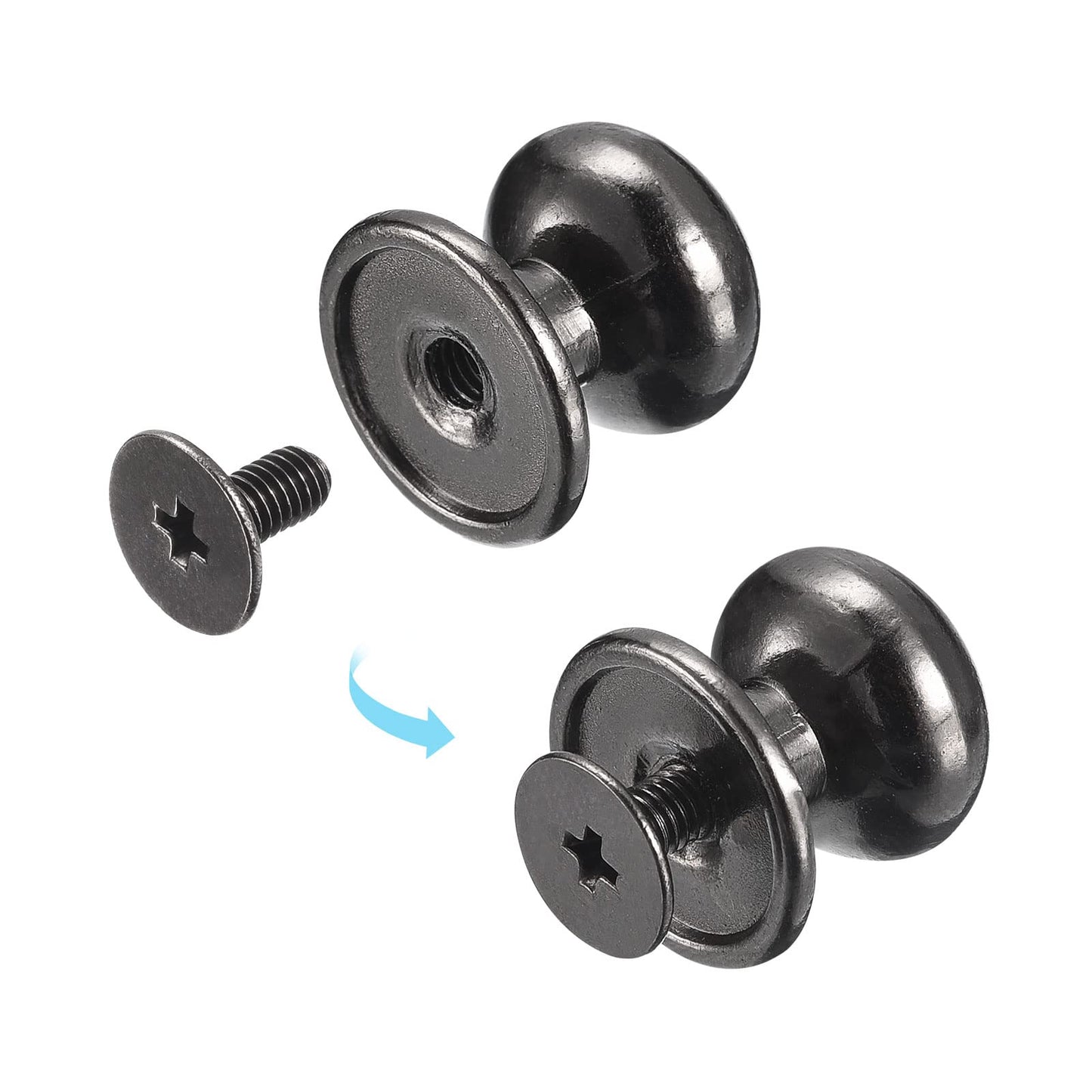 Metallic Black Stud Rivets 15 Pack 12mm Round Head