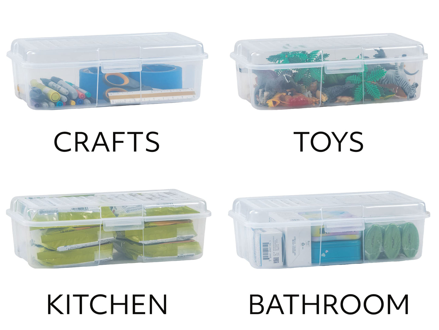 6 Qt. Handi-Box, Stackable Plastic Storage Bin with Latching Lid, Pack of 6, Great for Shoe Storage, Clroom Organization, Cube Organizer and Kitchen ry Container, Clear