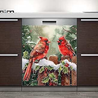 Winter Snow Red Bird Magnet Cover, 23x26 inches