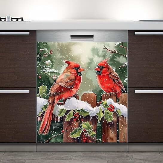 Winter Snow Red Bird Magnet Cover, 23x26 inches