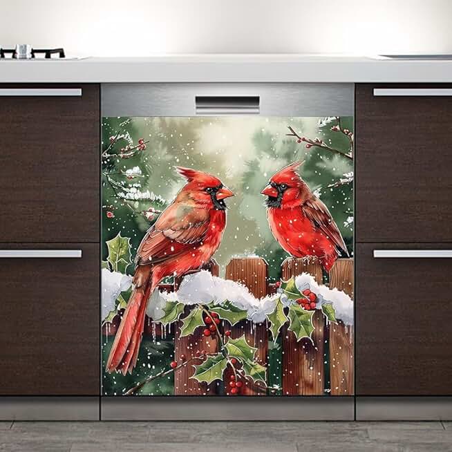 Winter Snow Red Bird Magnet Cover, 23x26 inches