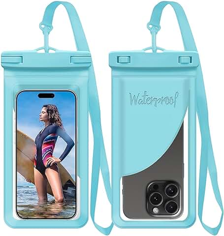 Waterproof Phone Case with Card Holder, Blue, 8.3"