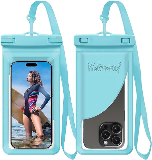 Waterproof Phone Case with Card Holder, Blue, 8.3"
