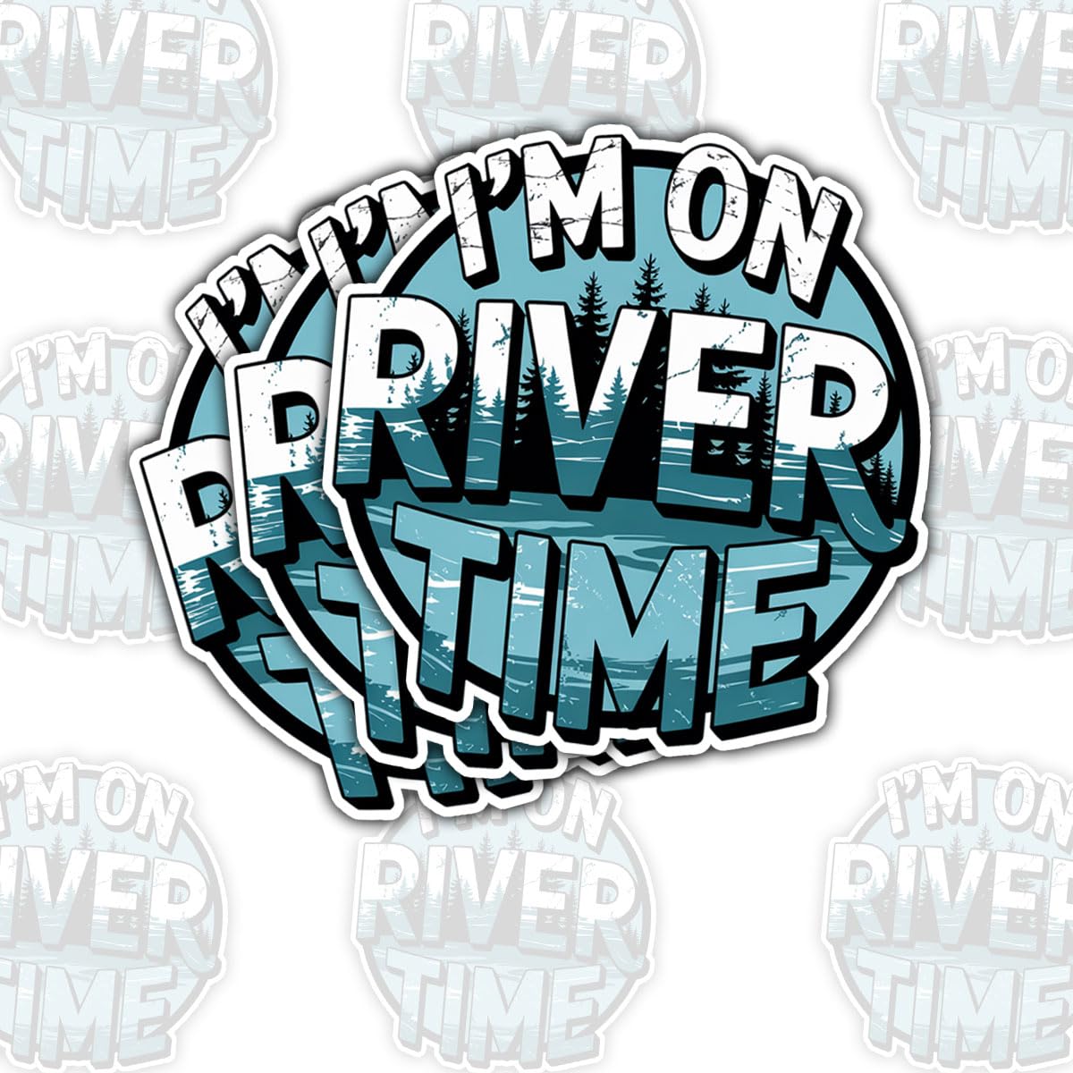 Three river time stickers for camping and outdoor fun