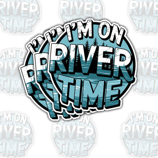 Three river time stickers for camping and outdoor fun