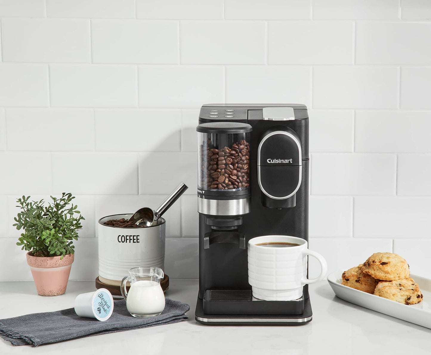 Single Serve Coffee Maker  Coffee Grinder, 48-Ounce Removable Reservoir, Black DGB-2