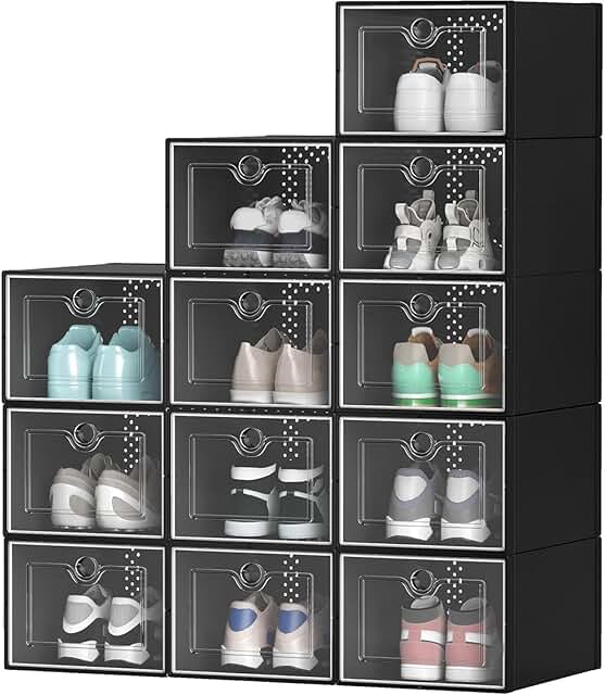 Large 12-Pack Shoe Storage Boxes for Sneakers